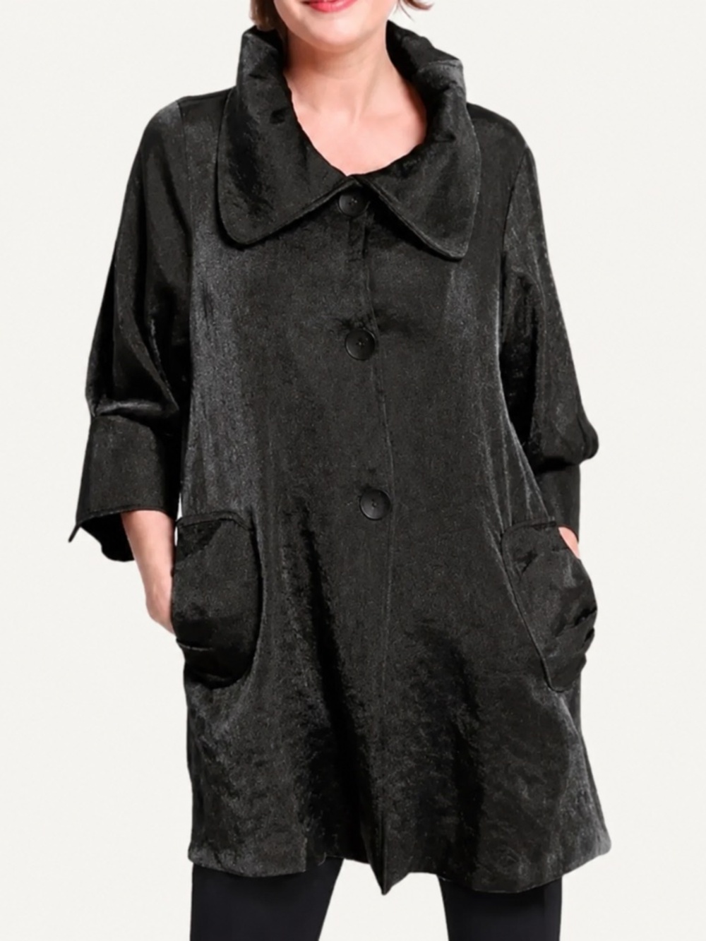 Urban Mango Tunic Jacket Wired Collar Lagenlook Art to Wear Artsy Dressy L